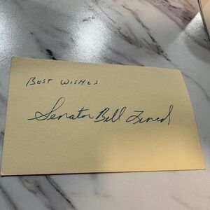 Bill Lincoln — Autograph Signed Card Pennsylvania State Senate — Senate Majority